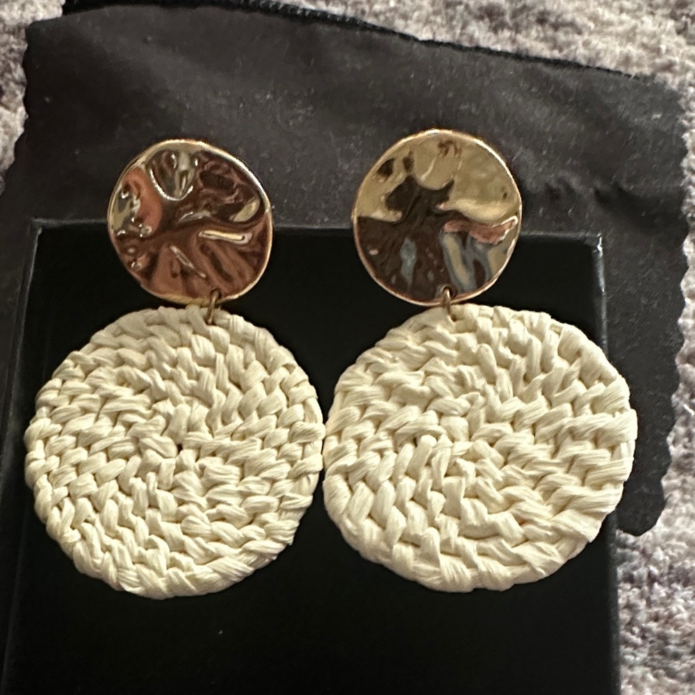 J. Crew Gold and Cream Textured Earrings